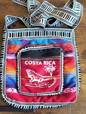 Costa Rica Colorful Woven Crossbody Bag - Red & Multicolor